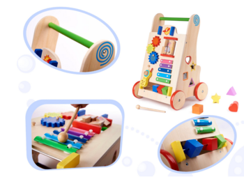 RoGer 6in1 Bērnu koka Izglītojoša Rotaļlieta Staigulītis (RO-6495)