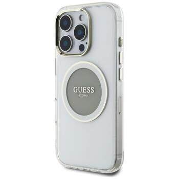 Case Guess IML Metal Colored Circle Classic Logo MagSafe Защитный чехол для iPhone 16 Pro / серый (GUHMP16LHTDRCEDG)