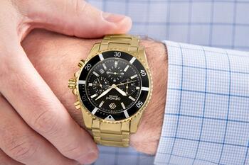 Giewont Chronograph Sapphire Vīriešu rokas pulkstenis / zelta/melns (GW3970-B7)