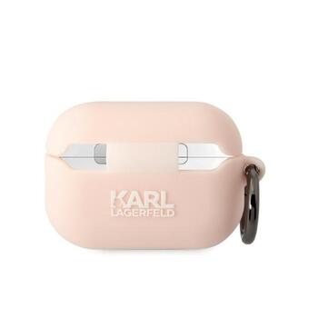 Karl Lagerfeld KLAP2RUNIKP Защитный чехол для AirPods Pro 2(2022/2023) Silicone Karl Head 3D / розовый (KLAP2RUNIKP)