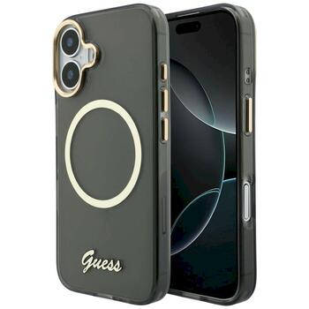 Case Guess IML Script Metal MagSafe Защитный чехол для iPhone 17 / чёрный (GUHMP17S5HTCSMSK)