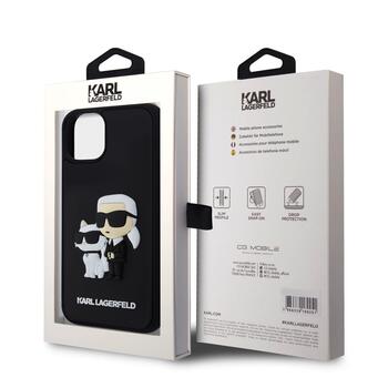 Karl Lagerfeld 3D Rubber Karl and Choupette Case Защитный чехол для iPhone 13 / чёрный (KLHCP13M3DRKCNK)