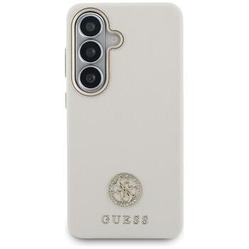 Case Guess Rhinestone Round Logo MagSafe Aizsargapvalks priekš Samsung Galaxy S26 / bēšs (GUHMS26SPGCRMDEE)