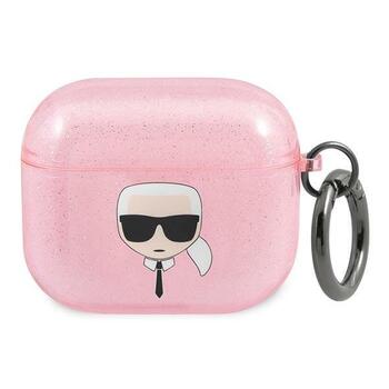 Karl Lagerfeld KLA3UKHGP Защитный чехол для AirPods 3 Glitter Karl`s Head / розовый (KLA3UKHGP)
