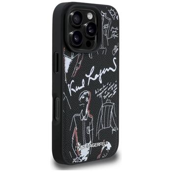 Karl Lagerfeld Grained Pattern & Logo MagSafe Защитный чехол для iPhone 16 Pro Max / чёрный (KLHMP16XPGGRMPK)
