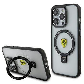 Ferrari Ring Stand MagSafe Back Case Aizsargapvalks Priekš Apple iPhone 15 Pro (FEHMP15LUSCAH)