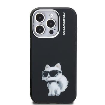 Karl Lagerfeld IML Aquarelle Choupette Case Aizsargapvalks priekš iPhone 15 Pro / melns (KLHCP15LHMCHAQK)