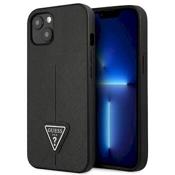 Guess GUHCP13SPSATLK Hardcase Saffiano Triangle Logo Aizsargapvalks priekš iPhone 13 mini 5,4