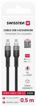 Swissten TB3 & TB4 / USB 4.0 / 8K@60Hz / 40 Gb/s / 240W USB-C Datu un Video kabelis 0.5m (72501203)