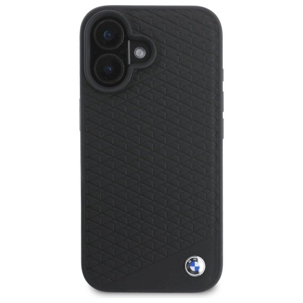 BMW BMHMP16S23RDDK Sign Leather Diamond Metal Logo MagSafe Aizsargapvalks priekš iPhone 16 6.1