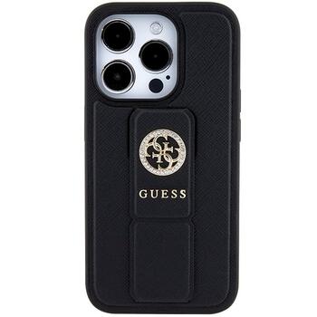 Guess GUHCP15XPGSSADK Grip Stand 4G Saffiano Strass Защитный чехол для iPhone 15 Pro Max 6.7