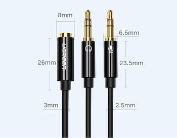 UGREEN AV140 Splitter 3.5mm 4pin female to 2x3.5mm plugs (for headphones + microphone) Sadalītājs (UG-20899)