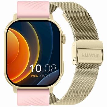 Smartwatch Gravity GT15-7 Силиконовый ремешок + золотой браслет / розовый (GT15-7)