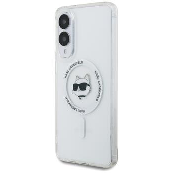 Karl Lagerfeld Button Choupette Head Printed Logo MagSafe Защитный чехол для Samsung Galaxy S25 Edge / белый (KLHMS25EHLSCHH)