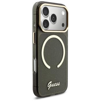 Guess IML Glitters Script Strap MagSafe Защитный чехол для iPhone 17 Pro / чёрный (GUHMP17L5HTGSMSK)