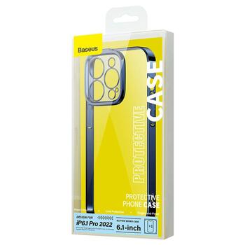 Baseus Glitter Transparent Case and Tempered Glass Set Защитный чехол и защитное стекло для iPhone 14 Pro / синий (ARMC021303)