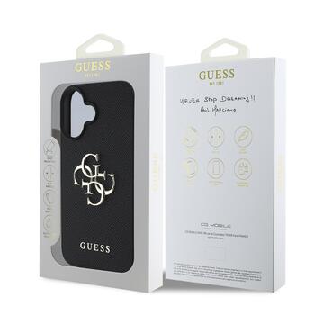 Guess PU Grained 4G Metal Logo Case Чехол для Apple iPhone 16 (GUHCP16SPGT4MBK)