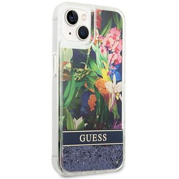 Guess GUHCP14SLFLSB Flower Liquid Glitter Защитный чехол для iPhone 14 / 15 / 13 6.1