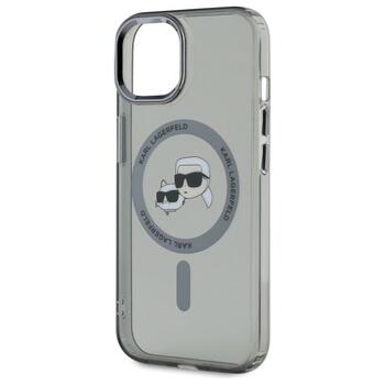 Karl Lagerfeld KLHMP15SHLSKCK Hardcase IML Metal Karl&Choupette Head Aizsargapvalks priekš iPhone 15 6.1