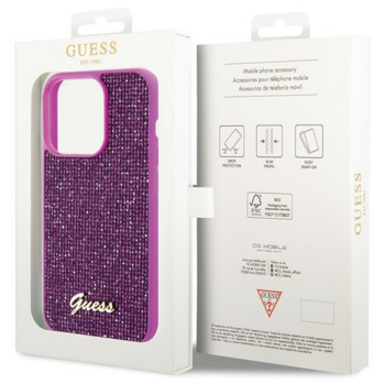 Guess PU Disco Script Metal Case Защитный Чехол для Apple iPhone 15 Pro (GUHCP15LPMSDGSF)