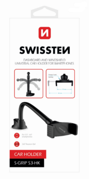 Swissten S-GRIP S3-HK Premium Универсальный держатель с 360 ротацией на стекло Для устройств 3.5'- 6.0' дюймов (SW-CH-S3HK-BK)