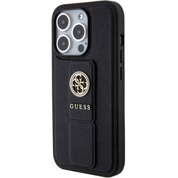 Guess GUHCP15XPGSSADK Grip Stand 4G Saffiano Strass Защитный чехол для iPhone 15 Pro Max 6.7