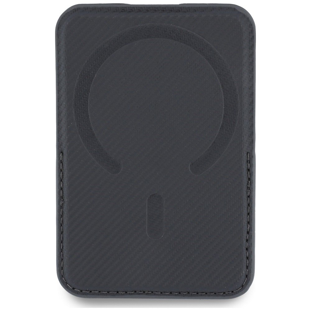 BMW Carbon Wallet Case Metal Logos MagSafe Telefona maciņš ar rāvējslēdzēju / antracīta (BMOWMCS26PTKLG)