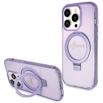 Guess GUHMP14XHRSGSU Защитный чехол с кольцом-подставкой Script Glitter MagSafe для iPhone 14 Pro Max 6.7
