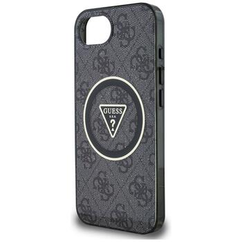 Case Guess IML Metal Glitter 4G Circle Triangle MagSafe Aizsargapvalks priekš iPhone 16e / 17e / melns (GUHMPSE4HG4PRTGK)