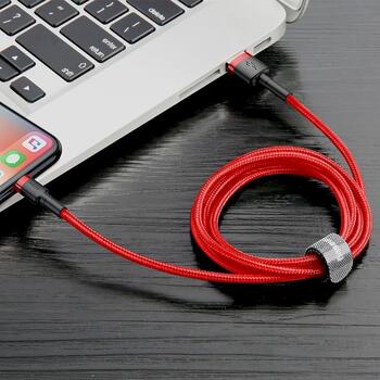 Baseus Cafule USB Lightning Кабель для зарядки 2.4A 1m / чёрный/красный (CALKLF-B09)