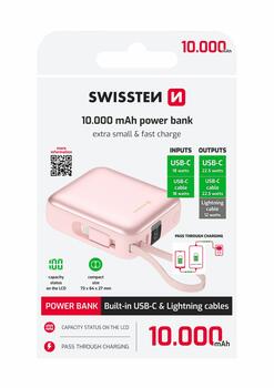 Swissten SPACE Power Bank Переносная зарядная батарея USB-C / Lightning / 10000 mAh Розовый (22013985)