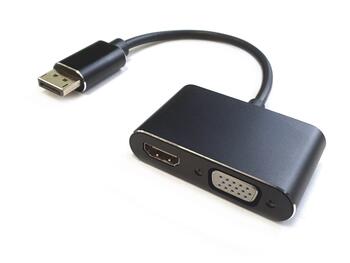 RoGer DisplayPort на HDMI + VGA Адаптер v1.4 / 4K@30Hz (RO-DP2VGA+HDMI-BK)