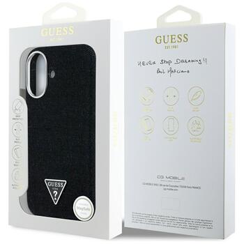 Case Guess Denim Triangle Logo MagSafe Aizsargapvalks priekš iPhone 16 / melns (GUHMP16SRJFWTLK)