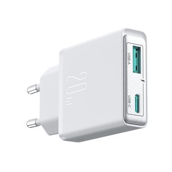 Joyroom Travel Charger Slim C+U Tīkla lādētājs PD 20W QC 3.0 / balts (JR-TCF14-WHT)