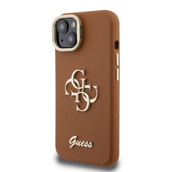 Guess PU Grained 4G Logo Stand Camera Frame Case Защитный чехол для iPhone 13 / коричневый (GUHCP13MPCS4GSW)