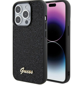 Guess PU Disco Script Metal Case Защитный Чехол для Apple iPhone 15 Pro (GUHCP15LPMSDGSK)