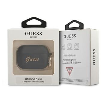 Guess GUAPSSSK AirPods Pro cover Защитный чехол для AirPods Pro Silicone Vintage Script / чёрный (GUAPSSSK)