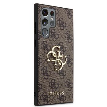 Guess PU 4G Metal Logo Case Aizsargapvalks priekš Samsung Galaxy S24 Ultra / brūns (GUHCS24L4GMGBR)