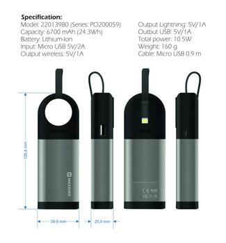 Swissten 2in1 6700 mAh Power Bank / Lightning-кабель MFi / Беспроводное зарядное устройство для Apple Watch (SW-PWB-AIO-6700)