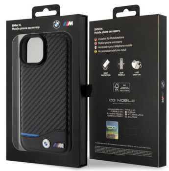 BMW PU Carbon Case Защитный Чехол для Apple iPhone 15 Plus (BMHCP15M22NBCK)