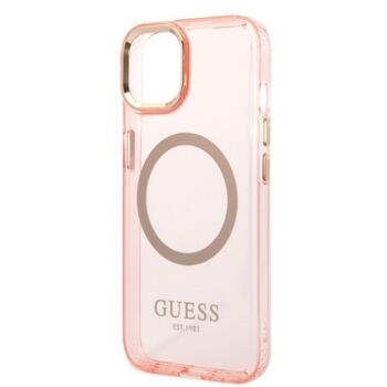 Guess GUHMP14SHTCMP Hardcase Gold Outline Translucent MagSafe Защитный чехол для iPhone 14 / 15 6.1