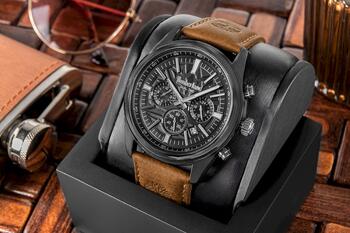 Timberland Classic Vīriešu Rokas Pulkstenis Black Brown Leather 45mm (TDWGF0041205)