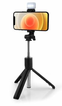 RoGer R1S 2in1 Selfie Stick + штатив телескопическая подставка с Bluetooth пульт дистанционного управления + Вспышка (RO-R1S-BK)
