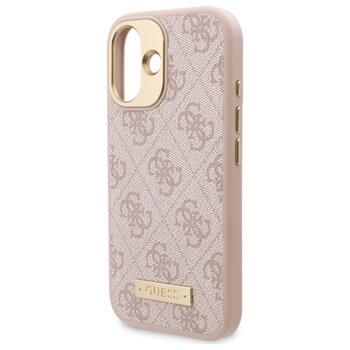 Guess GUHMP16SU4GPRP Hardcase 4G Logo Plate MagSafe Aizsargapvalks priekš iPhone 16 6.1