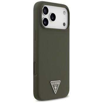 Case Guess Silicone Triangle Logo MagSafe Защитный чехол для iPhone 17 Pro Max / хаки (GUHMP17XSCTRLMA)