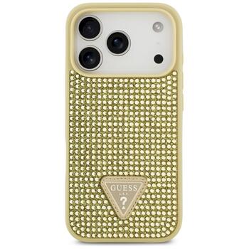 Guess Rhinestone Triangle Logo Case Aizsargapvalks priekš iPhone 17 Pro / zelta (GUHCP17LHDGTPD)