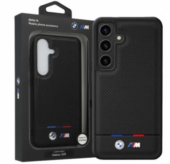 BMW Leather Tricolor Stripe with MagSafe Чехол для Samsung Galaxy S25 (BMHMS25S24PUHOTK)
