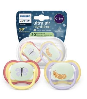 Philips Avent Ultra Air Night Детские Пустышки 0-6m 2шт (SCF376/25)