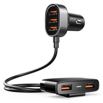 Joyroom JR-CL03 Car Charger 5-in-1 U+U+U+U+U Automašīnas lādētājs 31W / melns (JR-CL03-BLK)
