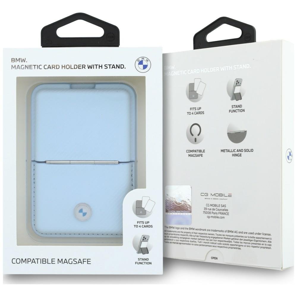 BMW Carbon Wallet Case Metal Logos MagSafe Telefona maciņš ar rāvējslēdzēju / zils (BMOWMCS26PTKLB)